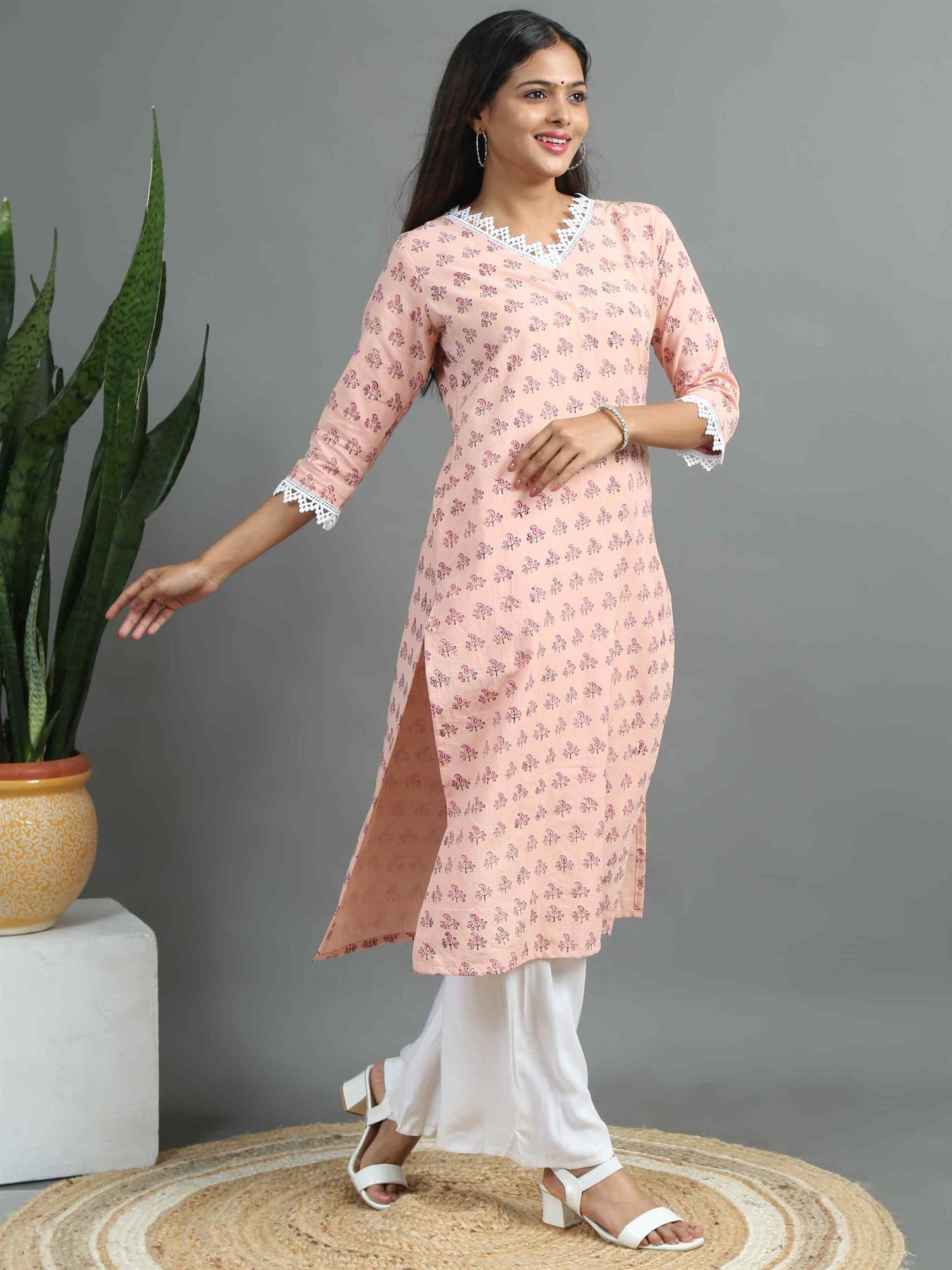 Pink Printed Kurta