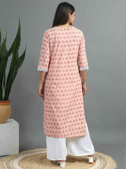 Pink Printed Kurta