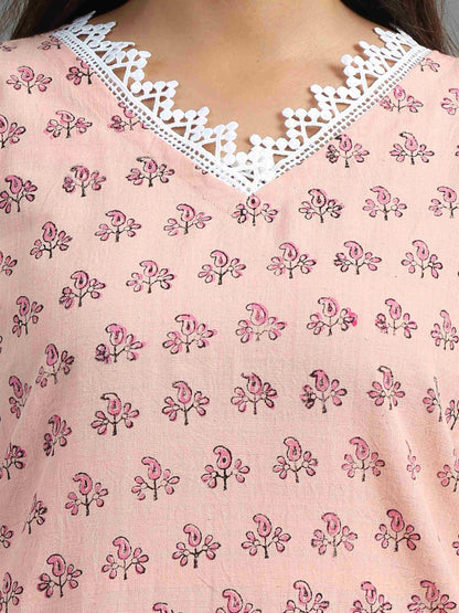 Pink Printed Kurta