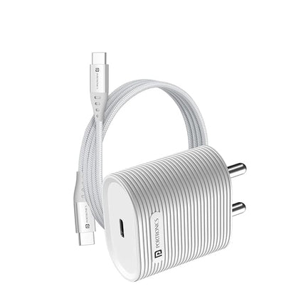 Portronics Adapto 33G 33W GaN Type C PD Port Fast Wall Charger(White)