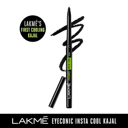 Lakmé Eyeconic Insta Cool Kajal, Black, Cooling Kohl Liner With Cucumber, Twist Up Pencil - Waterproof, Smudge Proof & Long Lasting Eye Makeup, Glossy, 0.35 G (Pack Of 2)