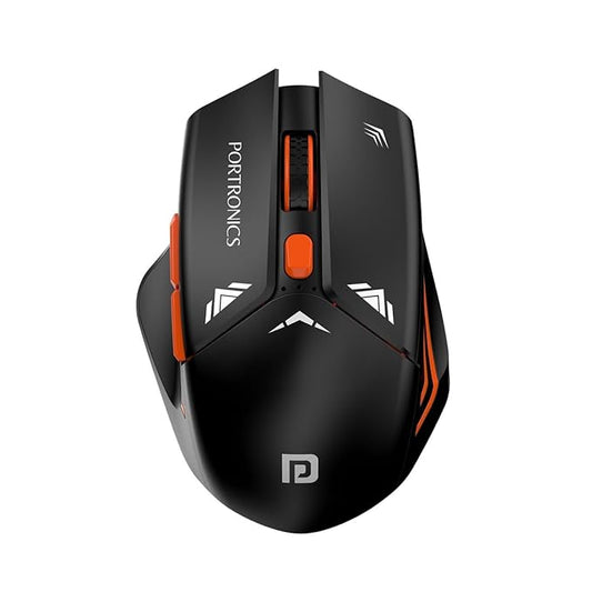 Portronics Vader Pro Wireless Gaming Mouse with 2.4 GHz Receiver, 6 Buttons, Thumb Support, High-Precision Tracking, Ergonomic Comfort, Adjustable Optical DPI for Laptop, PC, Mac (Midnight Black)