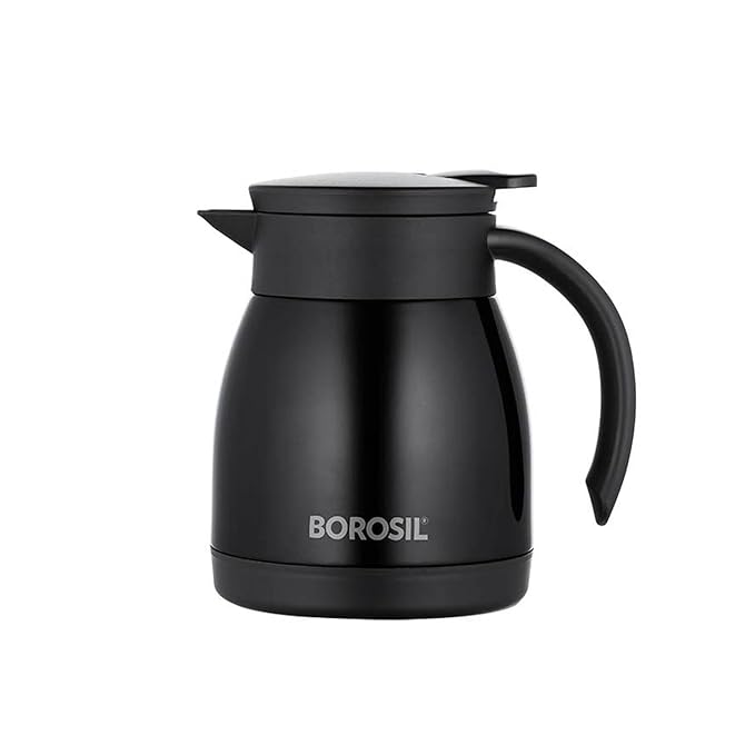 Borosil Stainless Steel Vacuum Insulated Teapot (Black, 500ML)