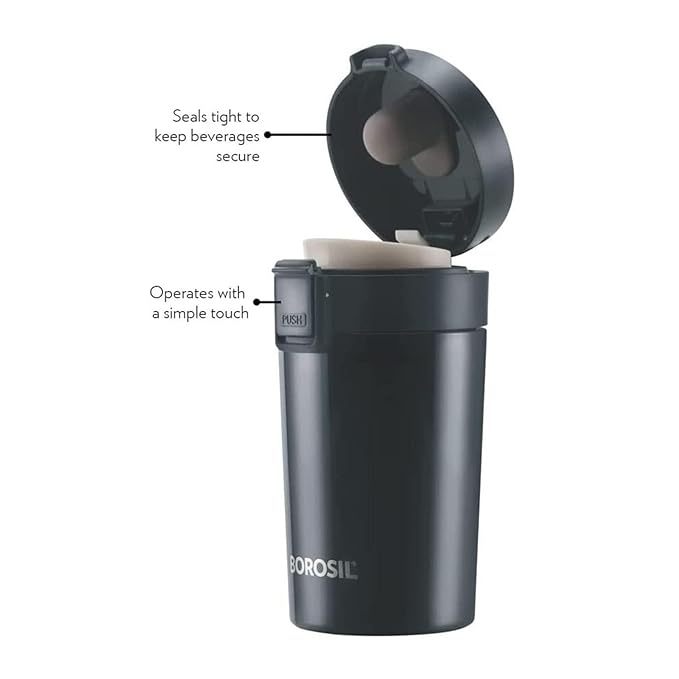 Borosil - Vacuum Insulated Hydra Coffeemate Stainless Steel Travel Mug - Spill Proof - hot and Cold