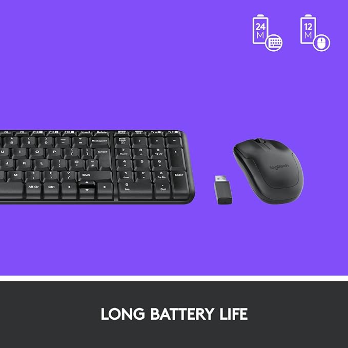 Logitech MK215 Wireless Keyboard and Mouse Combo, 2.4 GHz Wireless, 3 Years Warranty, Compact Design, 2-Year Battery Life(Keyboard),5 Month Battery Life(Mouse) PC/Laptop- Black