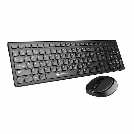 Portronics Key2-A Combo of Multimedia Wireless Keyboard & Mouse, Compact Light-Weight for PCs, Laptops and Smart TV, All Black