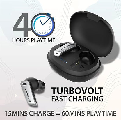 Blaupunkt Newly Launched BTW300 BASS Buds Truly Wireless Bluetooth in-ear Earbuds I Bass Demon Tech I ENC CRISPR TECH I 40Hrs Playtime I TurboVolt Charging I BT Version 5.3 I 80ms Low Latency (Black)