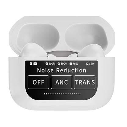 HAMMER Screen TWS, ANC (32dB), Smart Touch Display True Wireless Buds, Type-C Fast Charging, Bv5.4, Find My Earbuds, 4 Mics ENC for Clear Calling, Transparency Mode, EQ Mode (White)