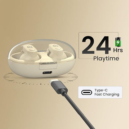 Portronics Harmonics Twins S16 in Ear Wireless TWS Earbuds with 24 Hrs Playtime, (Beige)