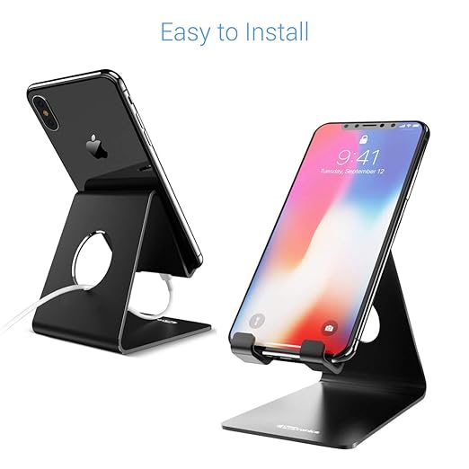 Portronics MODESK Universal Mobile Holder Stand with Metal Body, Anti Skid Design, Light Weight for All Smartphones, Tablets, Kindle, iPad(Black)