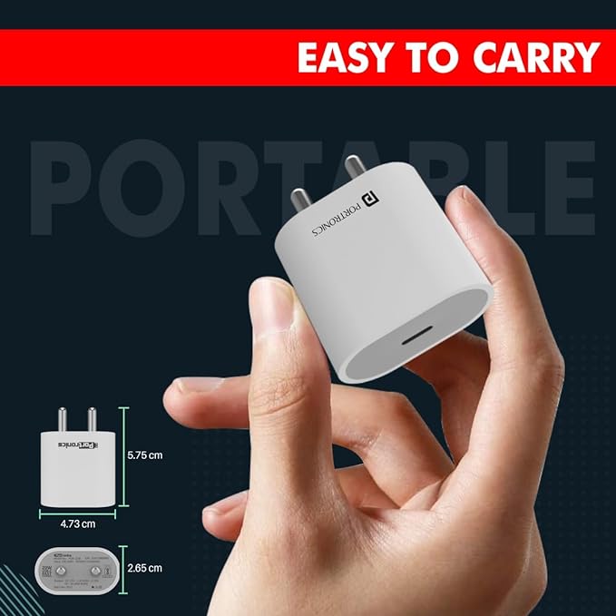 Portronics Adapto 20 Type C 20w Charger for Android,iPhone