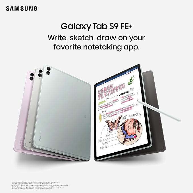 Samsung Galaxy Tab S9 FE+ 31.50 cm (12.4 inch) Display, RAM 12 GB, ROM 256 GB Expandable, S Pen in-Box, Wi-Fi, IP68 Tablet, Gray (4 Hours Delivery with in Bangalore)