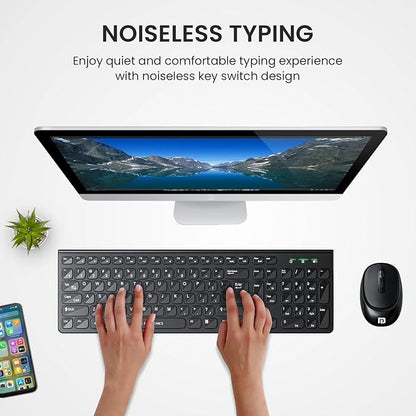 Portronics Key2-A Combo of Multimedia Wireless Keyboard & Mouse, Compact Light-Weight for PCs, Laptops and Smart TV, All Black