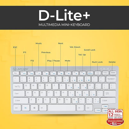 Lapcare D-Lite Plus Wired Mini Keyboard with Chocolate Keys (Silver)