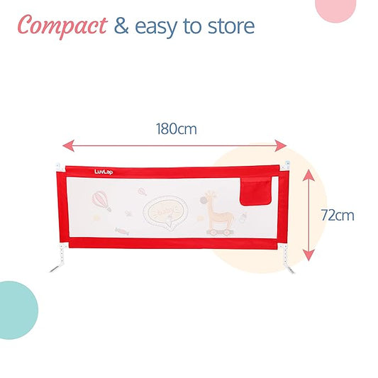 LuvLap Bed Rail Guard for Baby/Kids Safety, 180cm x 72 cm(6ft x 2.3ft) (Red)