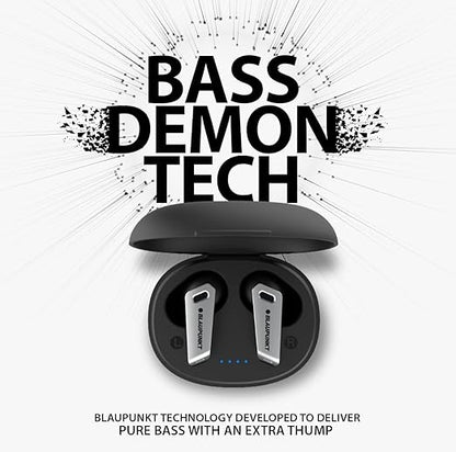 Blaupunkt Newly Launched BTW300 BASS Buds Truly Wireless Bluetooth in-ear Earbuds I Bass Demon Tech I ENC CRISPR TECH I 40Hrs Playtime I TurboVolt Charging I BT Version 5.3 I 80ms Low Latency (Black)