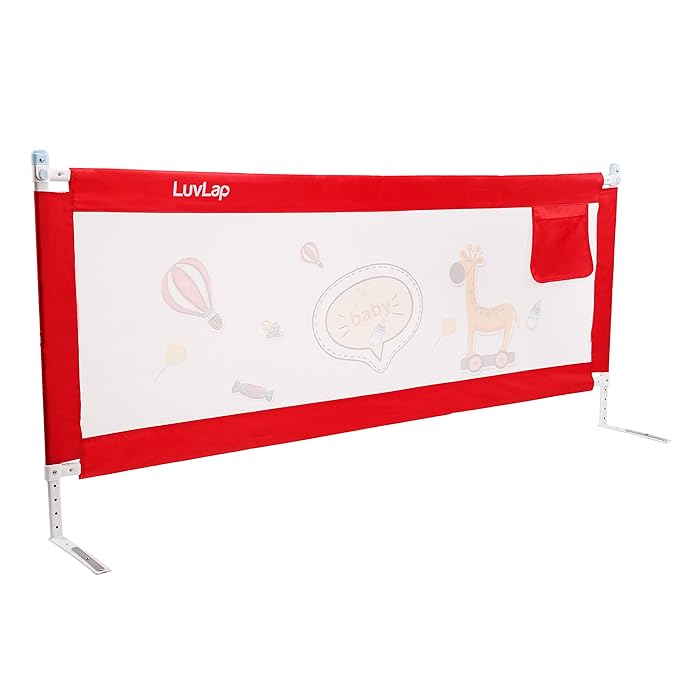 LuvLap Bed Rail Guard for Baby/Kids Safety, 180cm x 72 cm(6ft x 2.3ft) (Red)