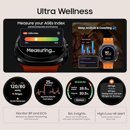 Samsung Galaxy Watch Ultra (47mm, LTE, Gray) with Upto 100h Battery | 3nm Processor | Dual GPS | Quick Button/Siren | Sapphire Glass & Titanium | 10ATM & IP68 | BP & ECG Monitor | Energy Score & Ages