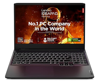 Lenovo IdeaPad Gaming 3 Laptop AMD Ryzen 5 5500H 15.6" (39.62cm) FHD IPS 300nits 144Hz (8GB/512GB SSD/Win 11/NVIDIA RTX 2050 4GB/Alexa/3 Month Game Pass/Shadow Black/2.32Kg), 82K20289IN