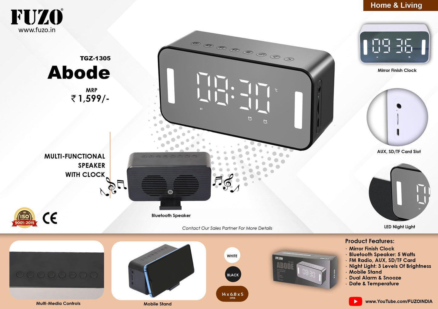 Abode - Multi function Speaker and Clock