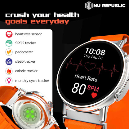 Nu Repiblic Creed Max 1.43" HD IPS Display | BT Calling & Music | IP67 Water Resistant | Rotating Crown | Up to 20 days Standby Time | Multi Sports Modes