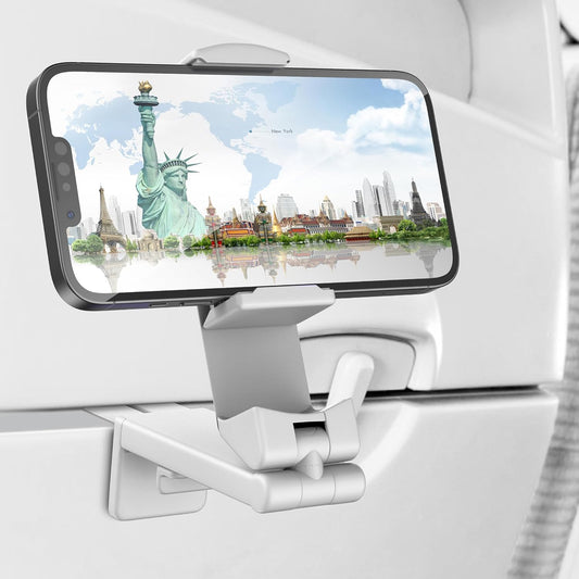 Perilogics Universal in Flight Airplane Phone Holder Mount. Must Pack Travel Essential on Your Next Trip, Gift for Frequent Flyers, Must-Have Plane and Cruise Accessory (White)