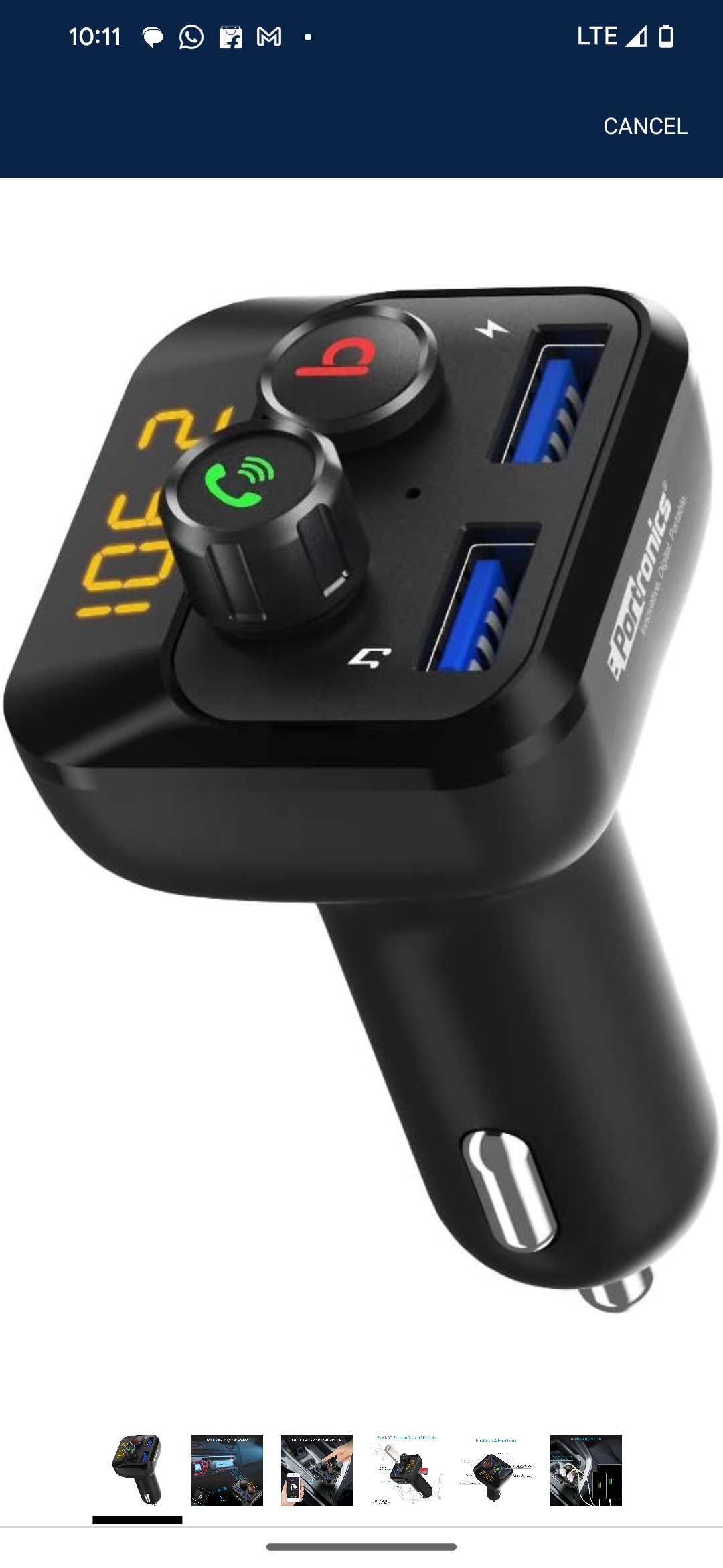 Portronics AUTO 10 POR-320, Bluetooth - FM Transmitter in-Car