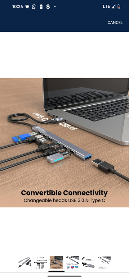 Portronics Mport 7 USB Hub (7-in-1), Multiport Adapter