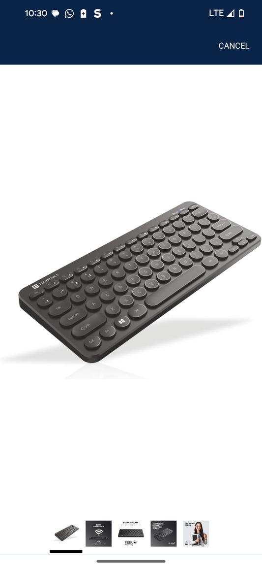 Portronics Bubble Multimedia Wireless Keyboard 2.4 GHz & Bluetooth 5.0 Connectivity, (Black)