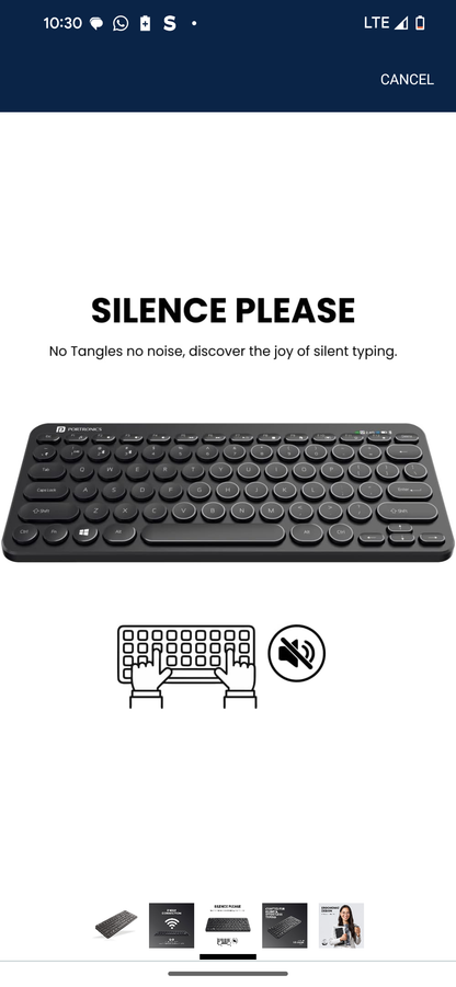 Portronics Bubble Multimedia Wireless Keyboard 2.4 GHz & Bluetooth 5.0 Connectivity, (Black)