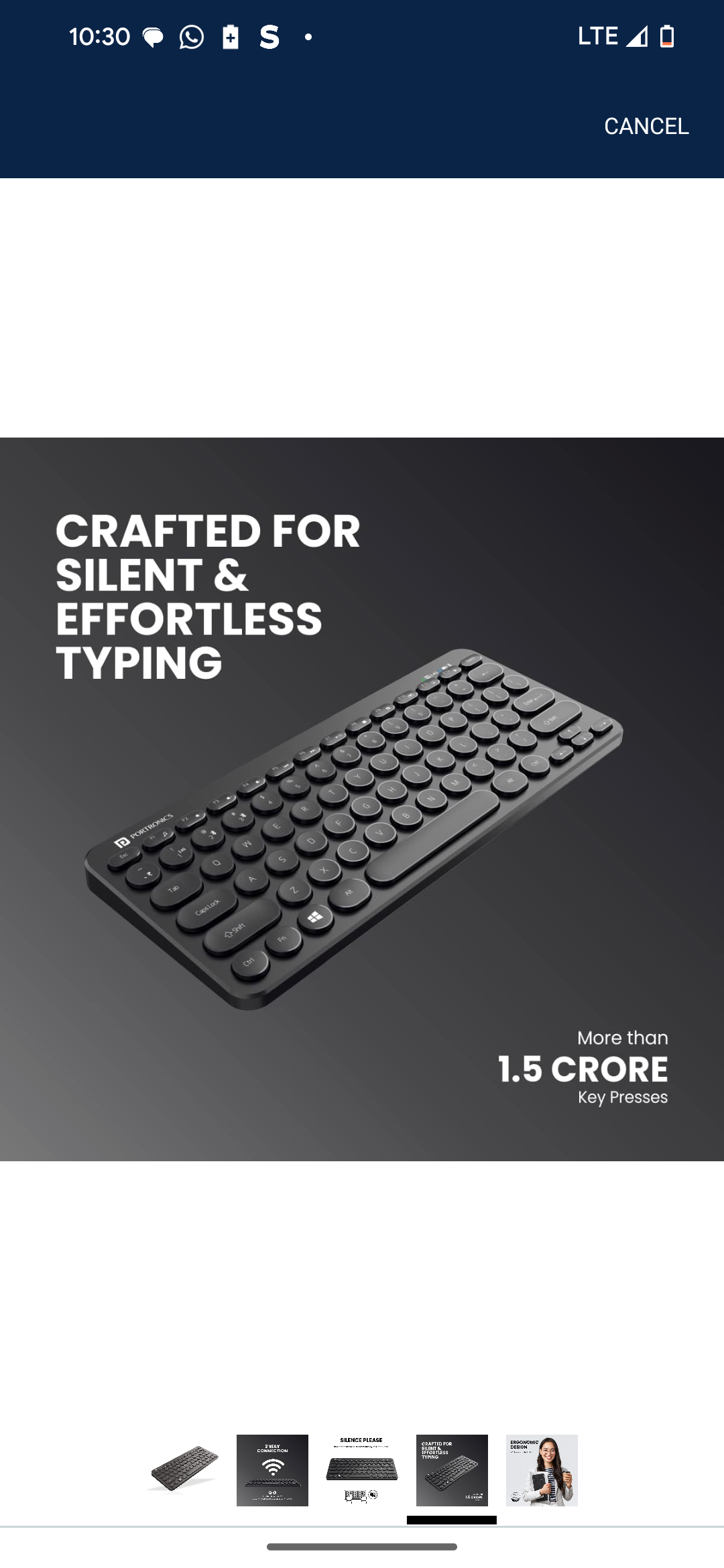 Portronics Bubble Multimedia Wireless Keyboard 2.4 GHz & Bluetooth 5.0 Connectivity, (Black)