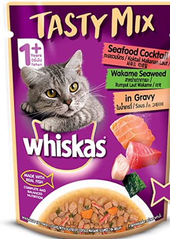 Whiskas adult tasty mix seafood cocktail 70gm