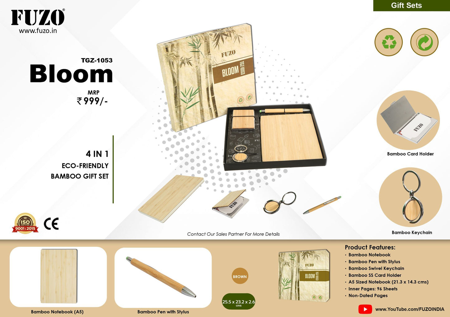 Fuzo Bloom 4 in 1: Eco-Friendly Bamboo Gift Set