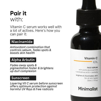 Minimalist
10% Vitamin C Serum For Face For Illuminating Skin For Beginners
(30ml)