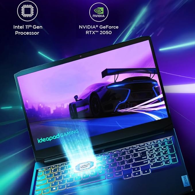 Lenovo IdeaPad Gaming 3 11th Gen Intel Core i5-11320H 15.6" (39.62cm) FHD IPS 144Hz Gaming Laptop (8GB/512GB SSD/Win 11/NVIDIA RTX 2050 4GB/Alexa/3 Month Game Pass/Shadow Black/2.25Kg), 82K101PBIN